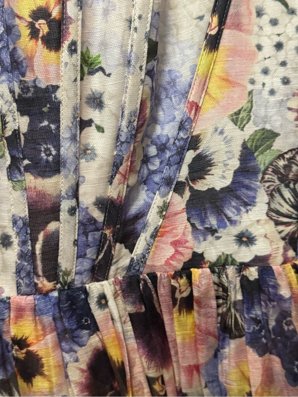 Zimmermann Floral Maxi Dress Size 2 Adjustable Altered Back Tie Romantic - Picture 7 of 9